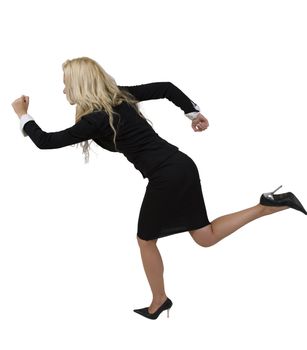 businesswoman running on isolated background