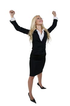 posing successful lady on isolated background