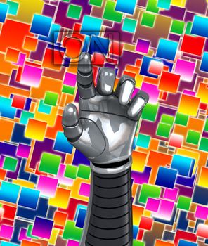 A robotic hand switching on a on button.