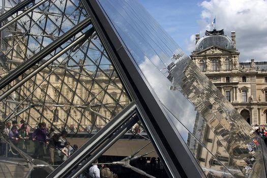 The glass pyramid in Louvre in Paris