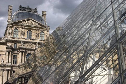 The glass pyramid in Louvre in Paris