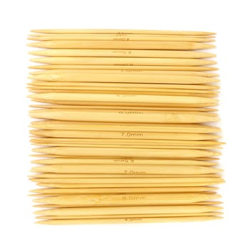 Variety of bamboo knitting needles in different sizes
