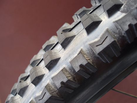 close up on a downhill mountainbike tyre  