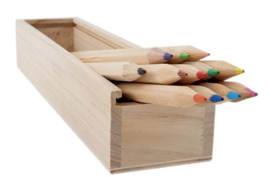 My Old Wooden Pencil Box, full of colored pencils