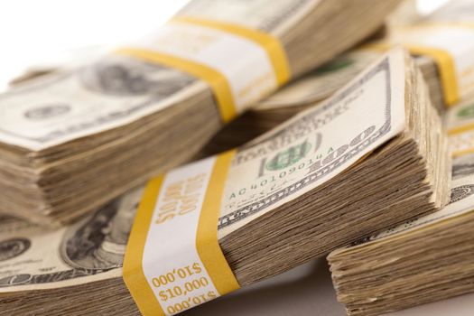 Stacks of Ten Thousand Dollar Piles of One Hundred Dollar Bills 