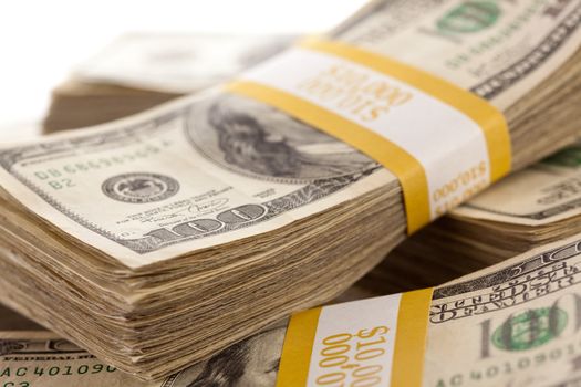 Stacks of Ten Thousand Dollar Piles of One Hundred Dollar Bills 