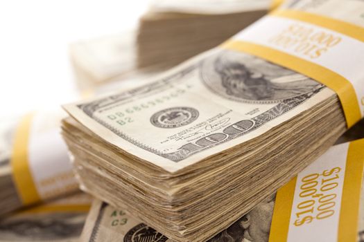 Stacks of Ten Thousand Dollar Piles of One Hundred Dollar Bills 