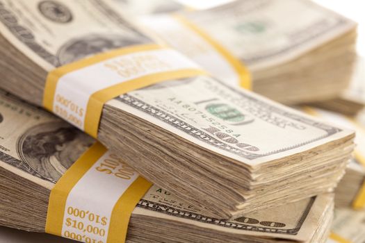 Stacks of Ten Thousand Dollar Piles of One Hundred Dollar Bills 