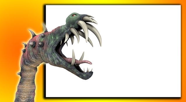 A horrible monster for Halloween with a blank customisable space.