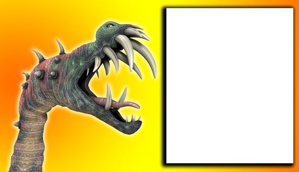 A horrible monster for Halloween with a blank customisable space.