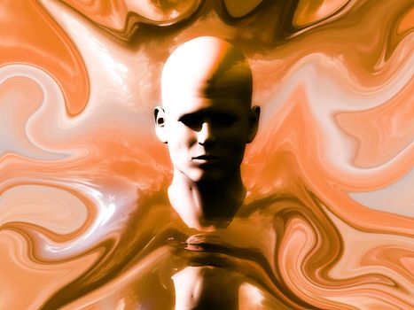 A abstract image of a head with an abstract background.