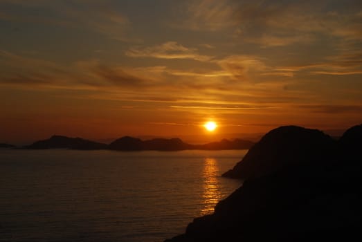 Pictures from sunset on Lindesnes Lighthouse and area around,  southern tip of Norway. 
