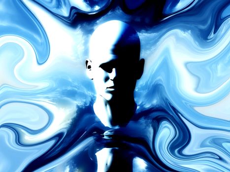 A abstract image of a head with an abstract background.
