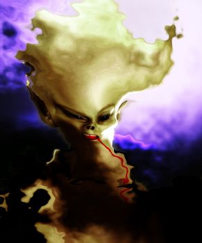 
A distorted monster face with blood, would be good for Halloween concepts.

