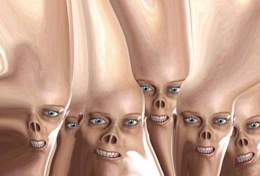 A lot of monster faces joined together by skin.

