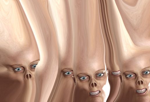 A lot of monster faces joined together by skin.

