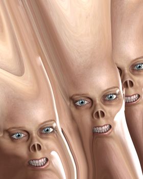 A lot of monster faces joined together by skin.


