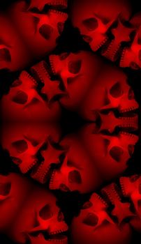 A seamless pattern made from skulls. It could also represent the concept of death.

