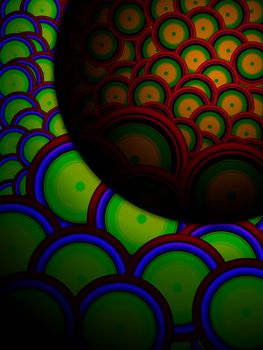 An abstract background made out of colour circles.