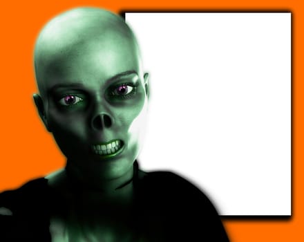 
A Zombie with a blank customisable sign.