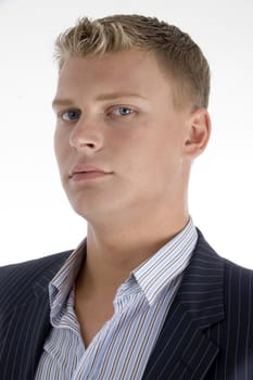 young american businessman with white background