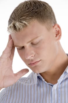 white man in tension on an isolated background