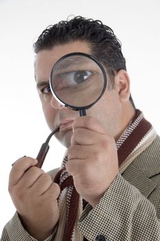 man with cigar in his mouth and lance on an isolated background