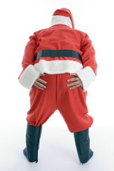 santa clause showing back on white background