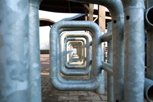 metal square bike rack near lake