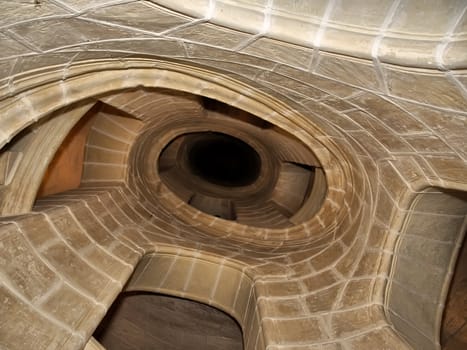 Abstract view of spiral staircase inside Verdala Castle in Malta