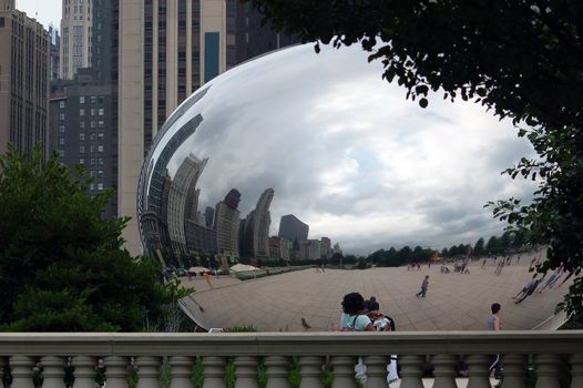 The Chicago Bean at the Millennium Park taken from an unusual place