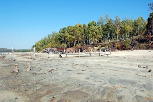 View of a dried up lake due to the Global Warming