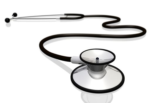 A stethoscope isolated on a white background.