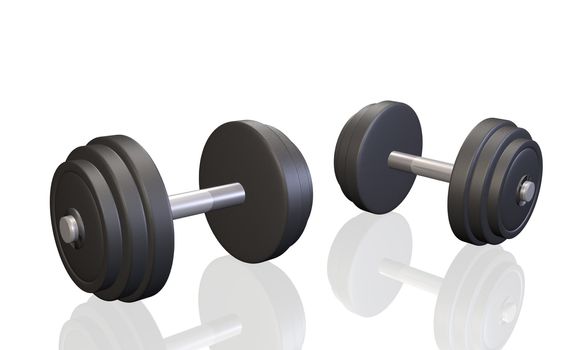 Two dumbells isolated on a white background.