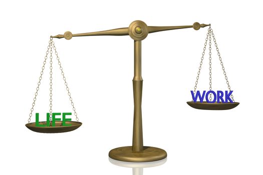 Concept image of a scale showing the balance between work and life.