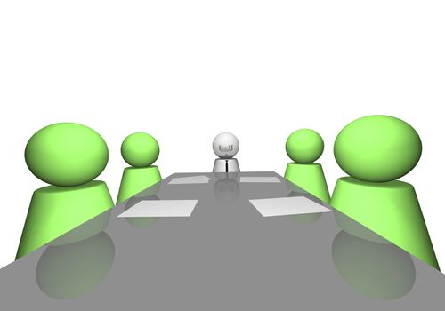 3D scene of a company meeting.