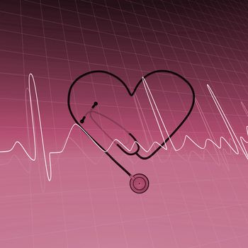 Image of stethoscope and ECG heart beat.