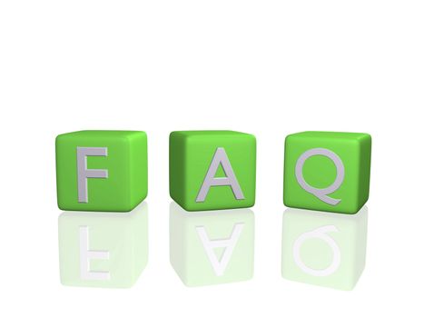 Image of FAQ on 3D cubes isolated on a white background.