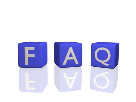 Image of FAQ on 3D cubes isolated on a white background.