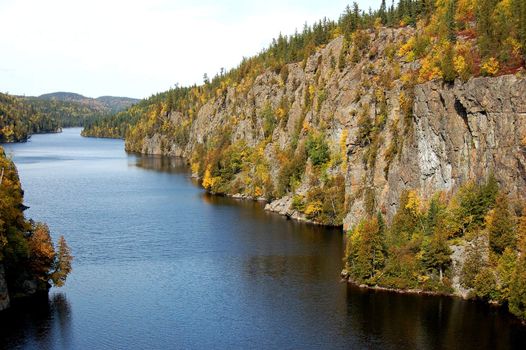 Colorfull landscape showing a river in autumn