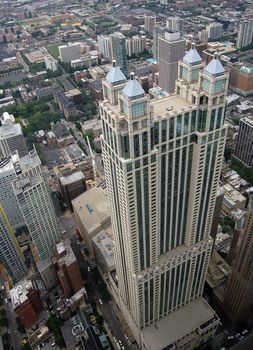 A view of a skyscraper from above