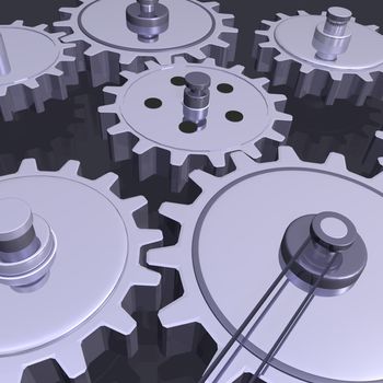 Background image of various 3D gears.