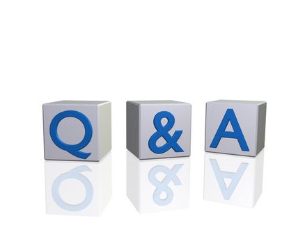 Image of Q&A (questions and answers) on 3d blocks isolated on a white background.