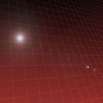 Red grid abstract background image with solar flare.