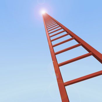 3D ladder reaching up to the sky.