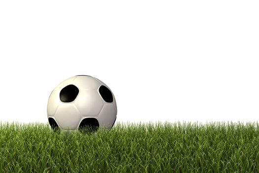 Image of  a football / soccerball on green grass.