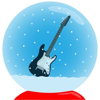 Chrystal ball with guitar and snow in it