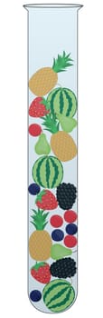 Test tube with mix of fruit and berries