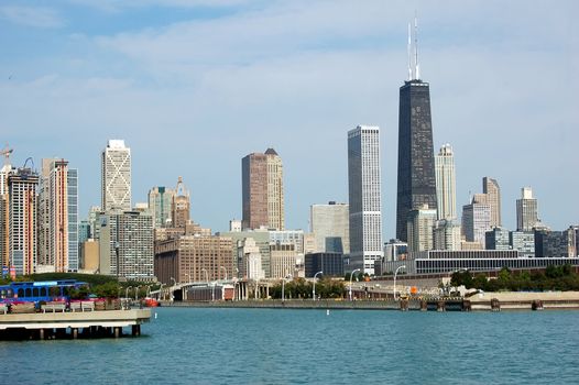 A view of the Chicago Skyline as seen from the Navy Pier