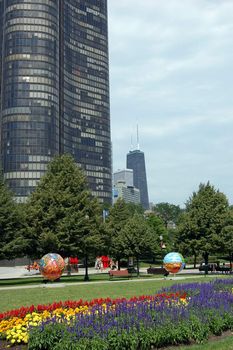 A view of the Chicago skyline as seen from the Navy Pier